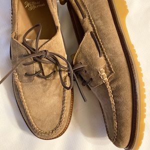 Wallace and Barnes tan suede lace up loafers NWOT 10.5